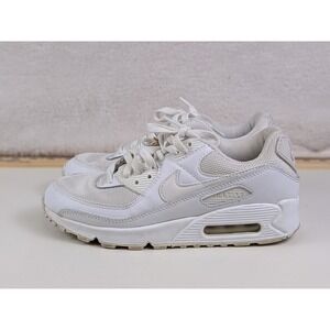 Nike Air Max 90 Triple White Leather Mesh Sneakers CQ2560-100 Mens 7.5